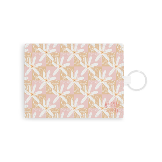 Pink & Beige Tiare Saffiano Leather Mini Card Wallet