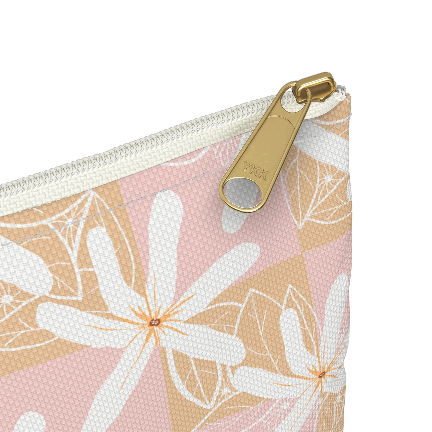 Pink & Beige Tiare Checkered Zippered Pouch