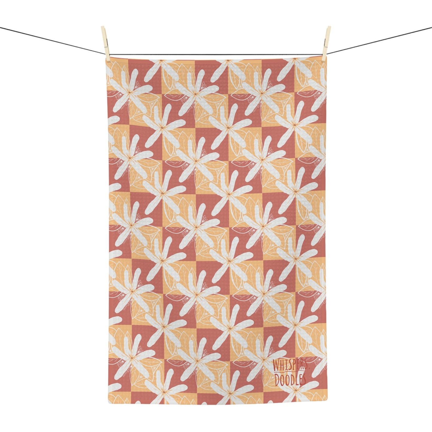 Red & Yellow Tiare Checkered Soft Tea Towel