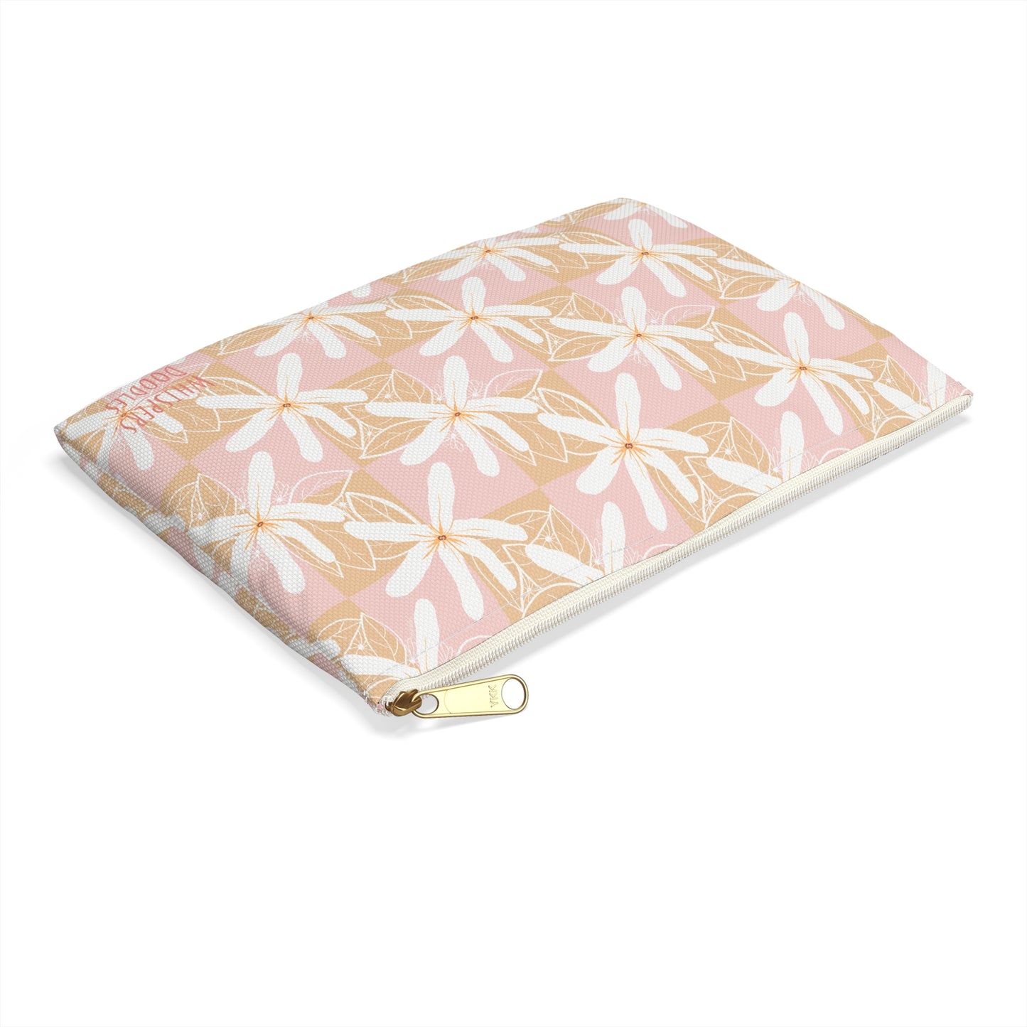 Pink & Beige Tiare Checkered Zippered Pouch