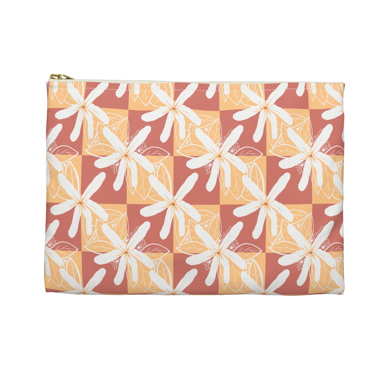 Red & Orange Tiare Checkered Zippered Pouch