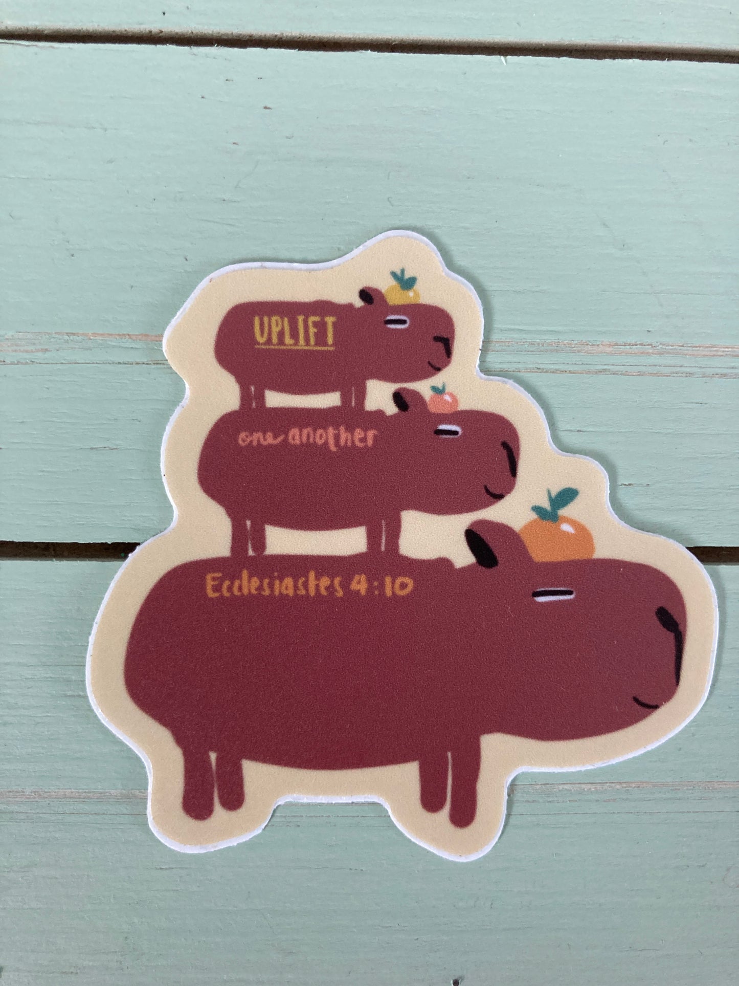 Uplifting Capybaras Waterproof Sticker