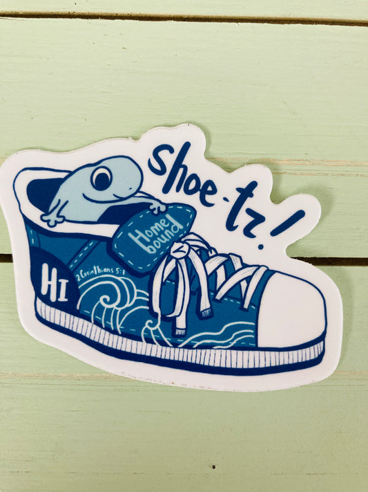 Blue Shoe-tz Gecko Waterproof Sticker